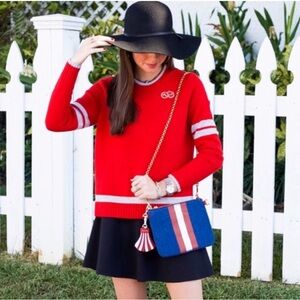 Draper James 100% Wool Varsity Preppy Gossip Girl Style Sweater Size XS